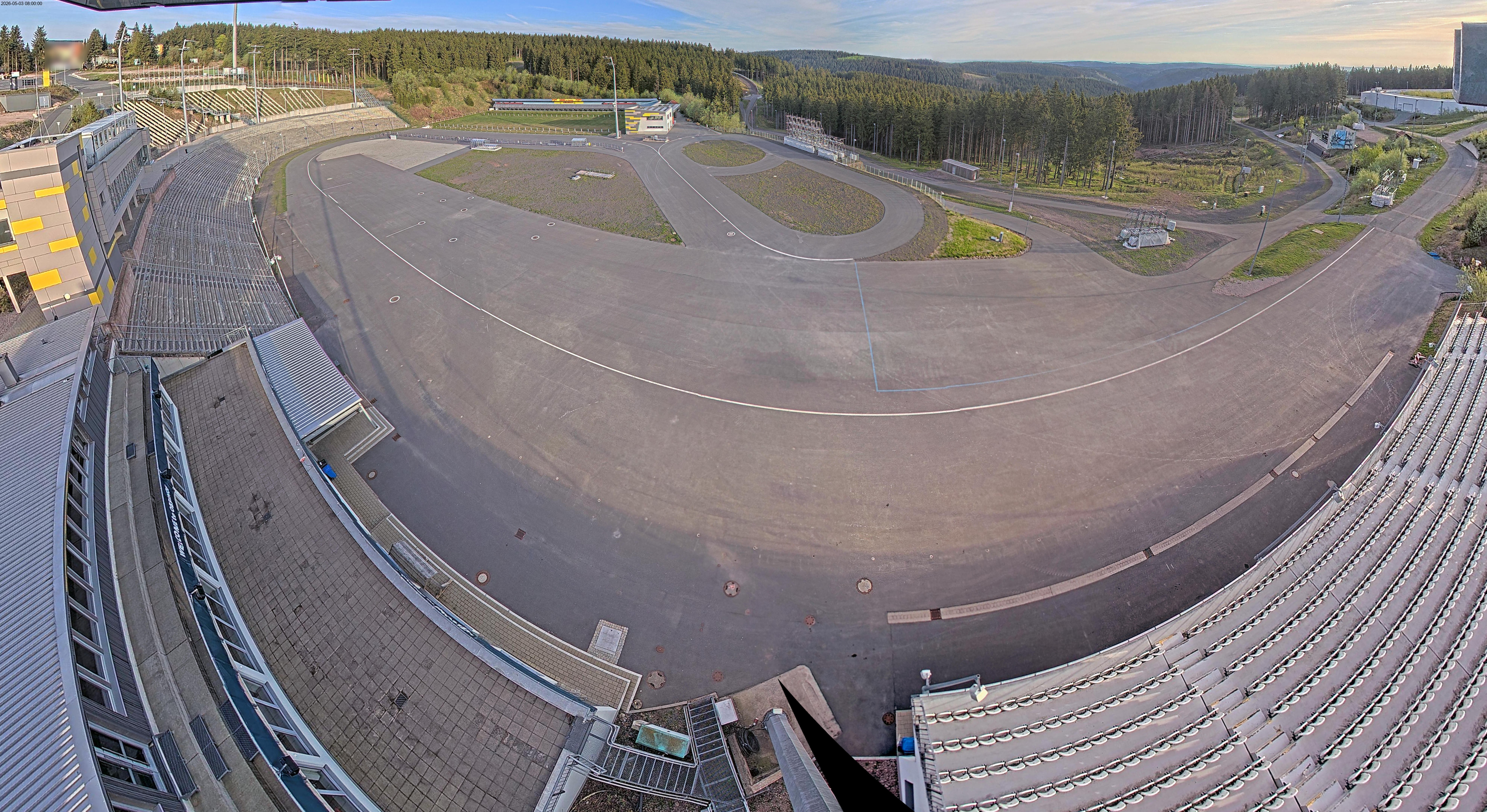 Archived image Webcam Oberhof: View Biathlon Stadium