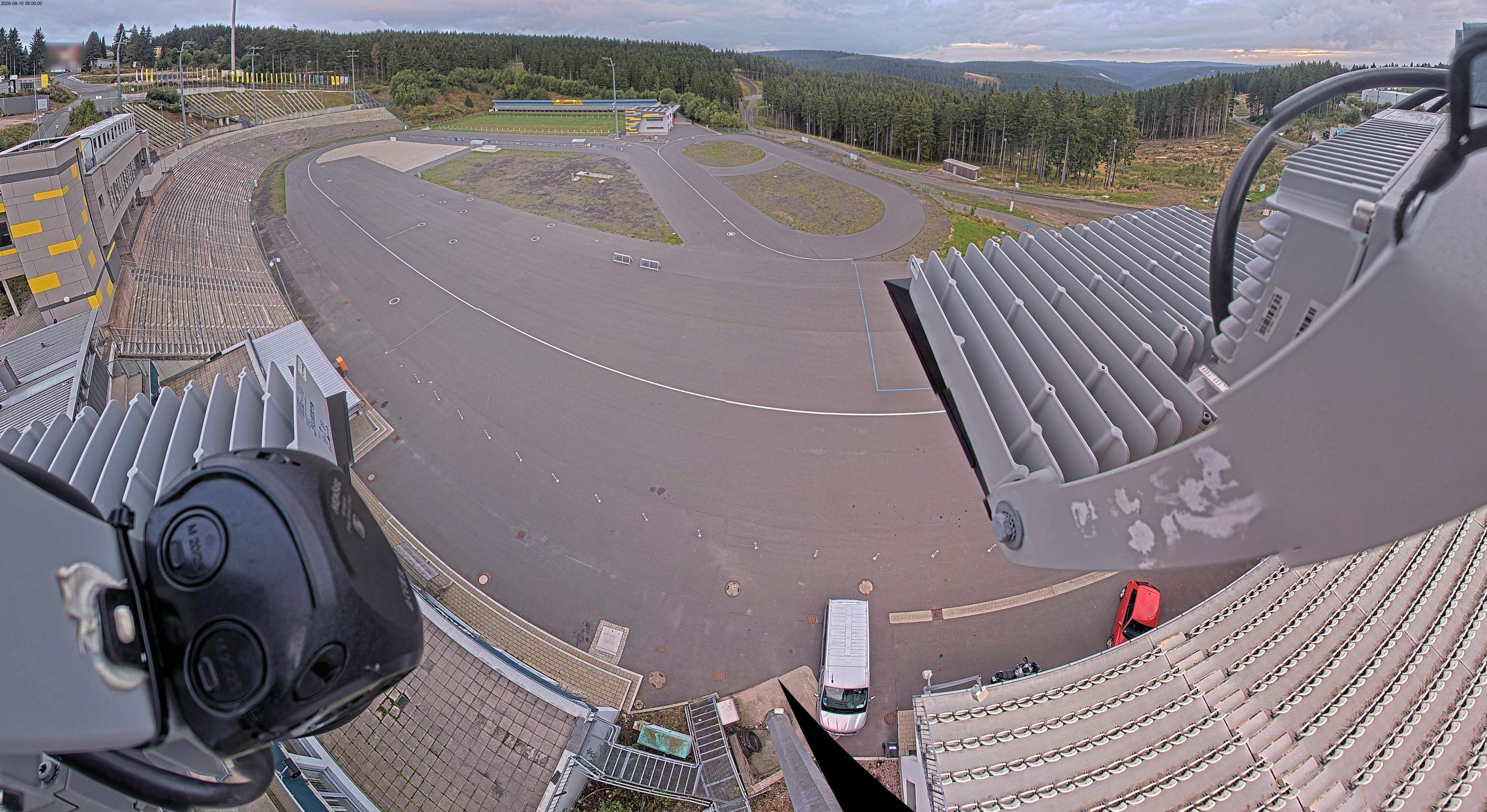 Archived image Webcam Oberhof: View Biathlon Stadium
