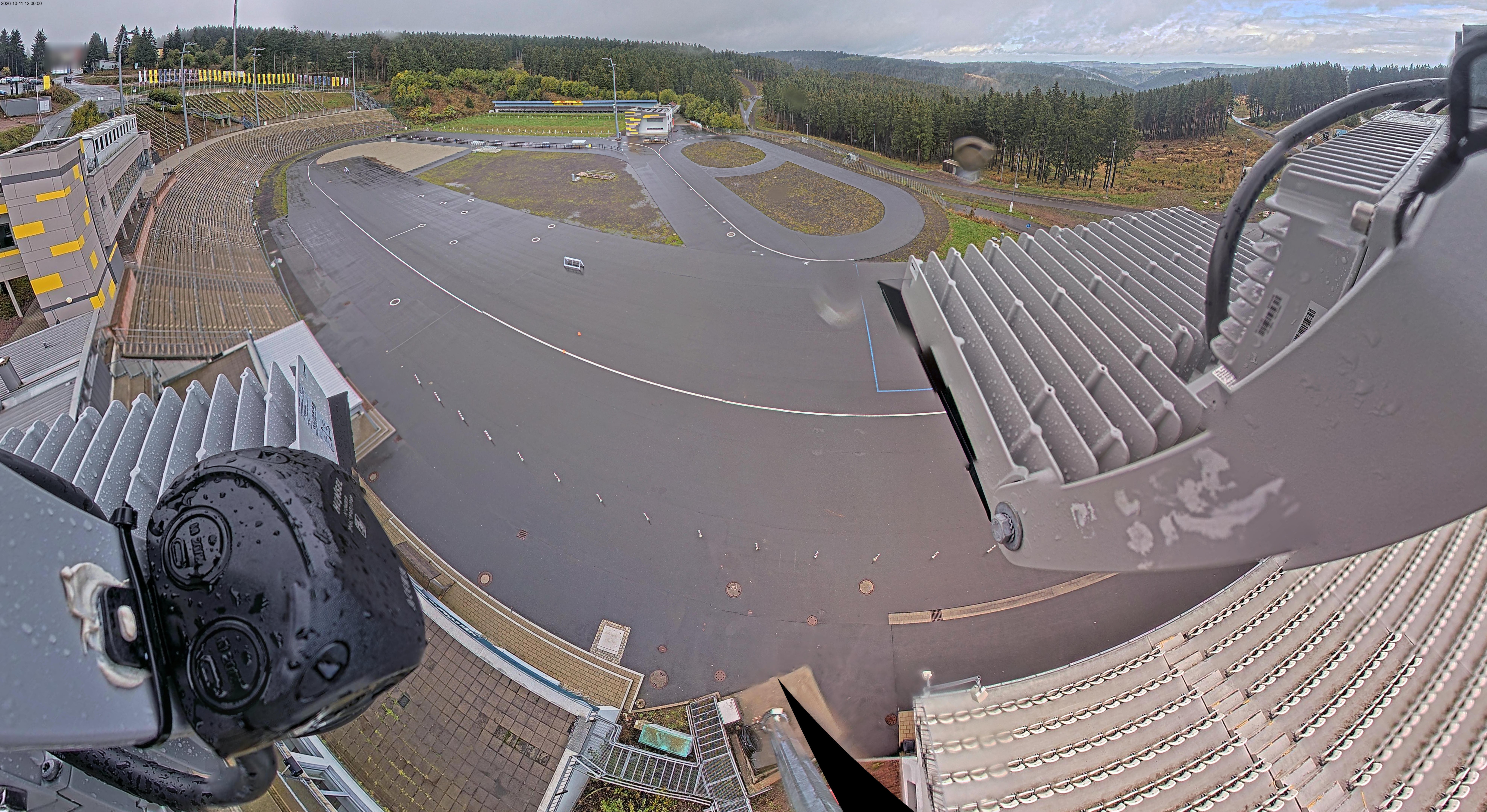 Archived image Webcam Oberhof: View Biathlon Stadium