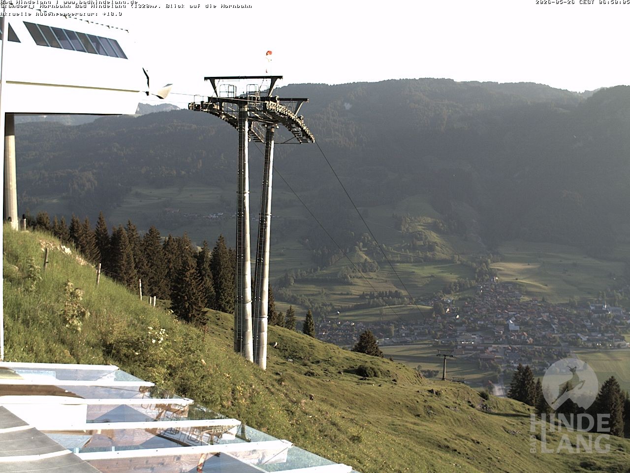 Archiv Foto Webcam Aussicht auf Bad Hindelang von der Hornbahn Bergstation