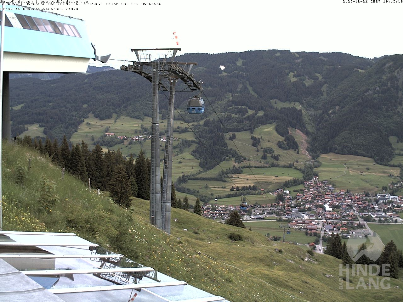 Archiv Foto Webcam Aussicht auf Bad Hindelang von der Hornbahn Bergstation