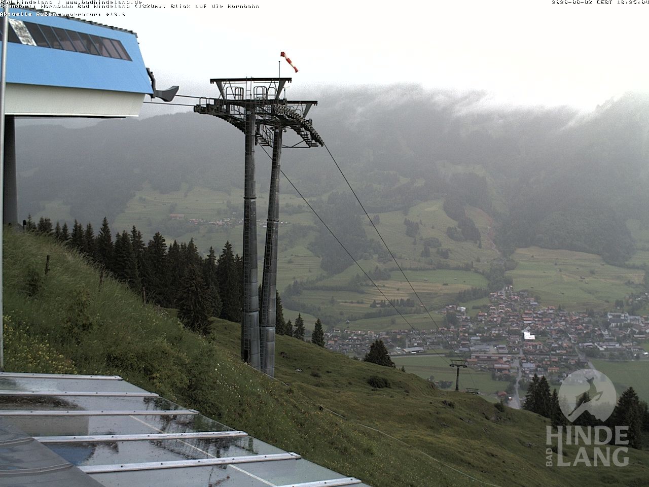 Archiv Foto Webcam Aussicht auf Bad Hindelang von der Hornbahn Bergstation