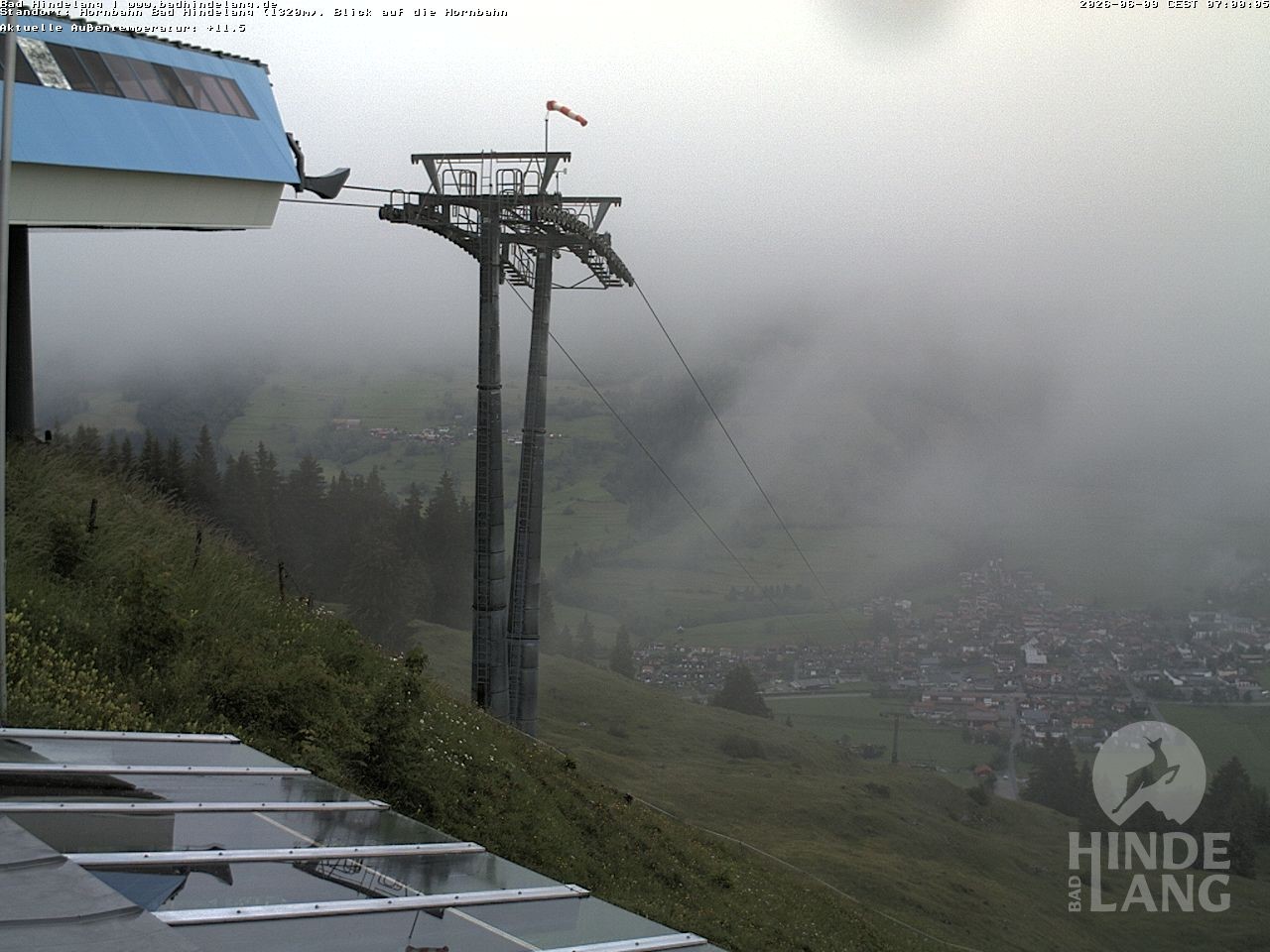 Archiv Foto Webcam Aussicht auf Bad Hindelang von der Hornbahn Bergstation