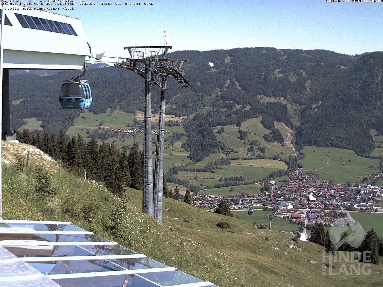 Archiv Foto Webcam Aussicht auf Bad Hindelang von der Hornbahn Bergstation