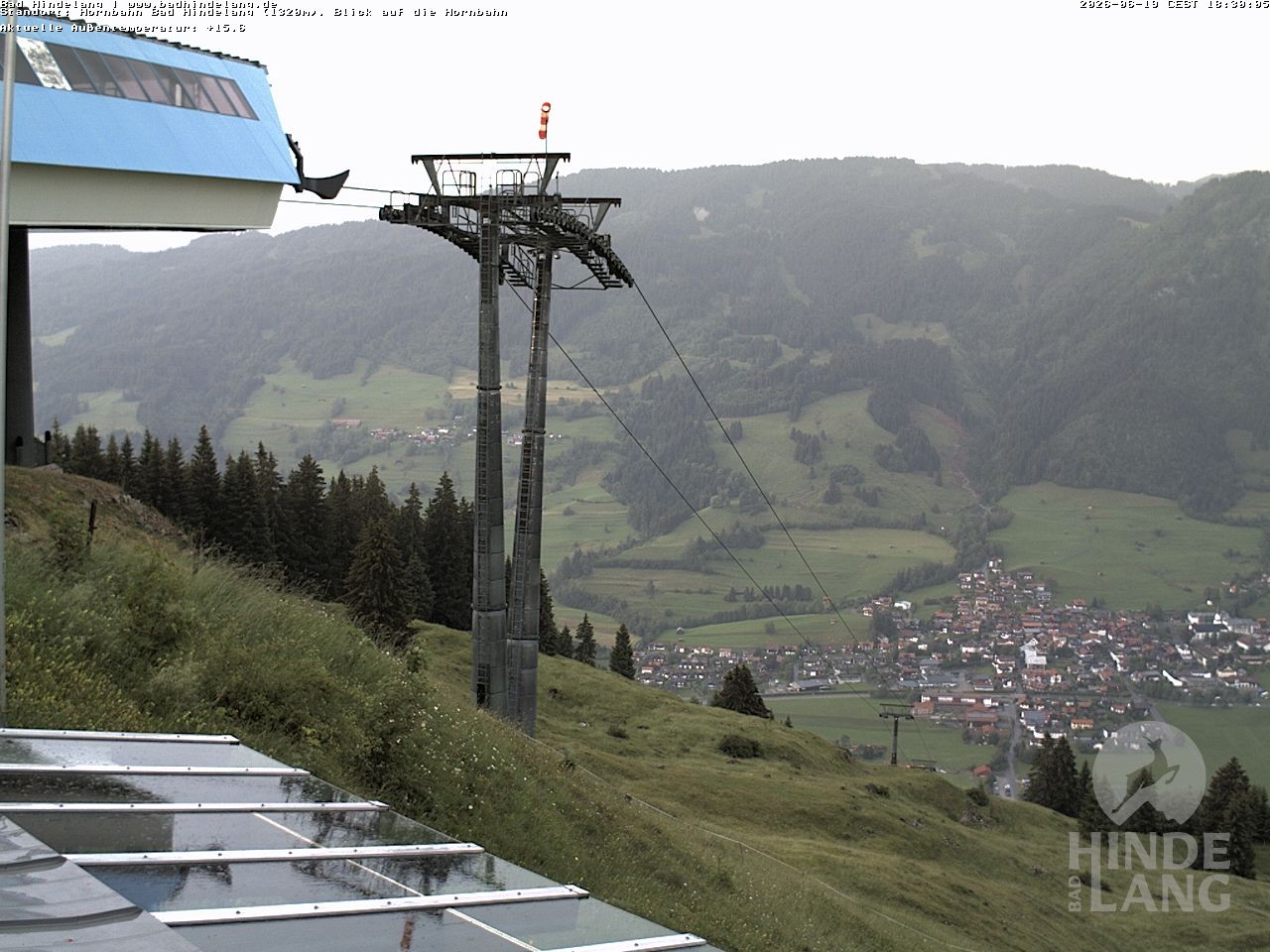 Archiv Foto Webcam Aussicht auf Bad Hindelang von der Hornbahn Bergstation