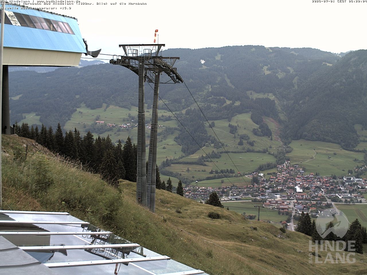 Archiv Foto Webcam Aussicht auf Bad Hindelang von der Hornbahn Bergstation