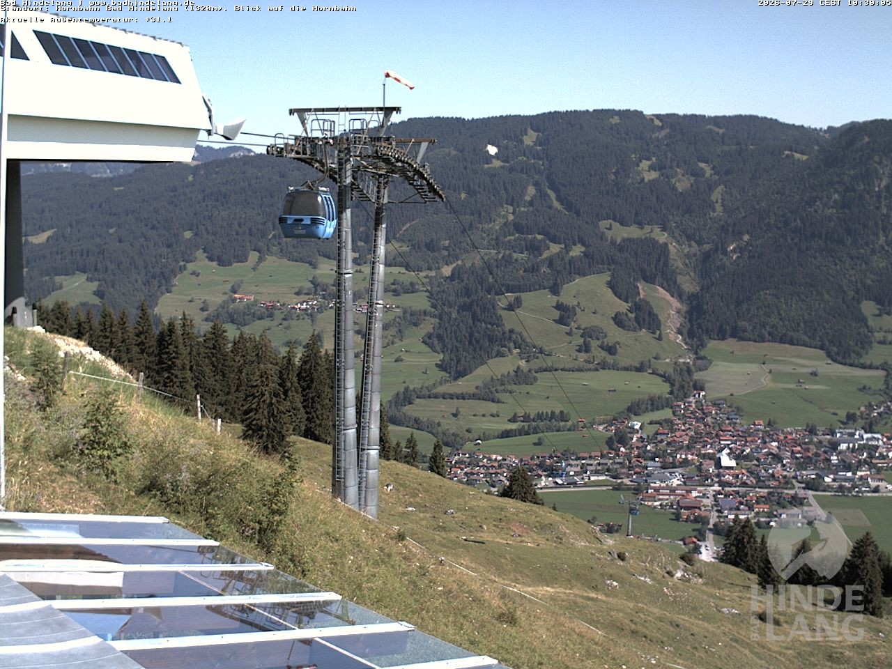 Archiv Foto Webcam Aussicht auf Bad Hindelang von der Hornbahn Bergstation
