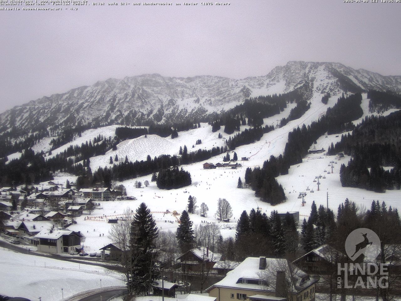 Archiv Foto Webcam Sicht vom Kinderhotel Oberjoch aus auf das Skigebiet gegenüber