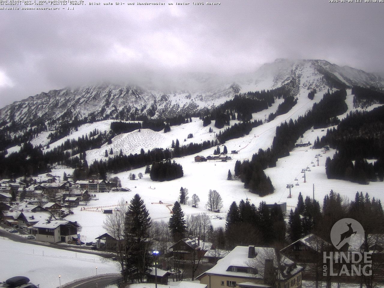 Archiv Foto Webcam Sicht vom Kinderhotel Oberjoch aus auf das Skigebiet gegenüber