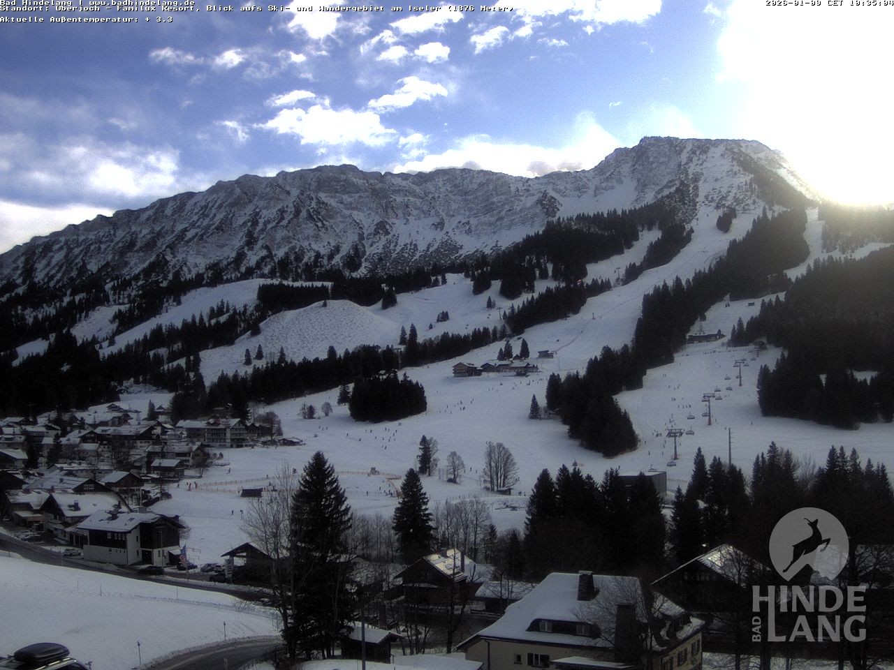 Archiv Foto Webcam Sicht vom Kinderhotel Oberjoch aus auf das Skigebiet gegenüber