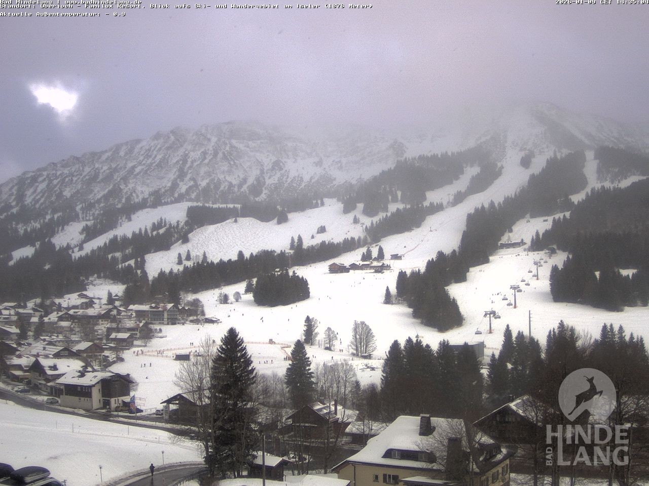 Archiv Foto Webcam Sicht vom Kinderhotel Oberjoch aus auf das Skigebiet gegenüber