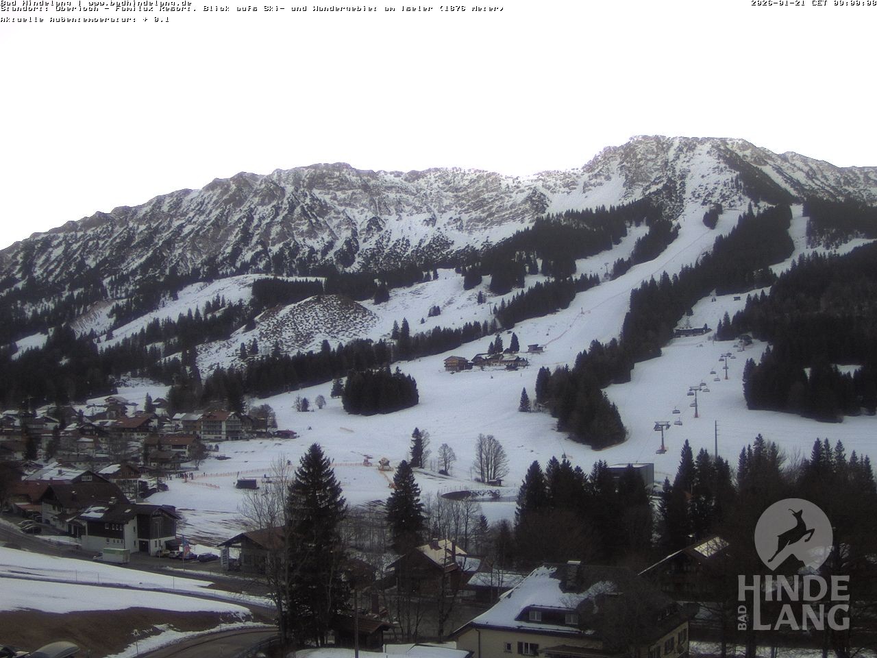 Archived image Webcam View of the kids hotel Oberjoch at the slopes in front