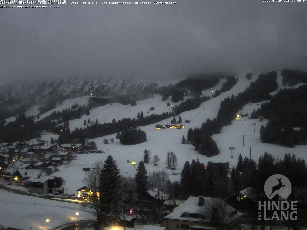 Archiv Foto Webcam Sicht vom Kinderhotel Oberjoch aus auf das Skigebiet gegenüber