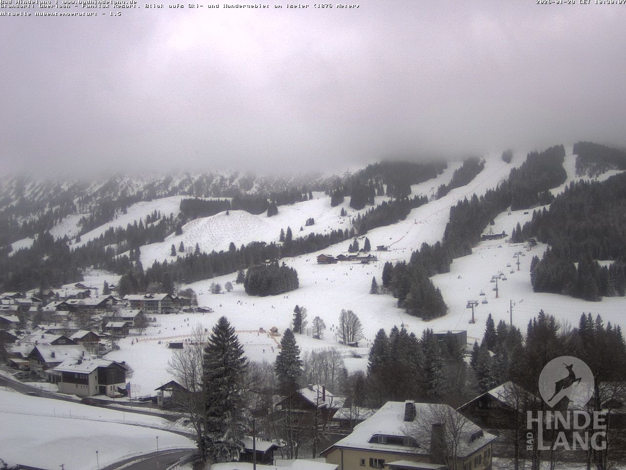 Archiv Foto Webcam Sicht vom Kinderhotel Oberjoch aus auf das Skigebiet gegenüber