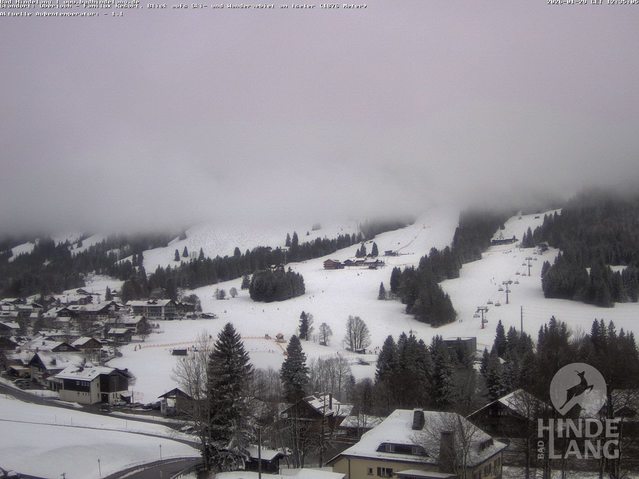 Archiv Foto Webcam Sicht vom Kinderhotel Oberjoch aus auf das Skigebiet gegenüber