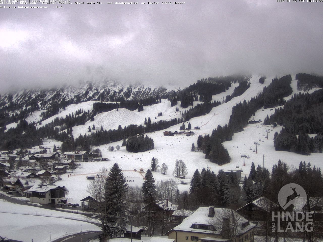 Archiv Foto Webcam Sicht vom Kinderhotel Oberjoch aus auf das Skigebiet gegenüber