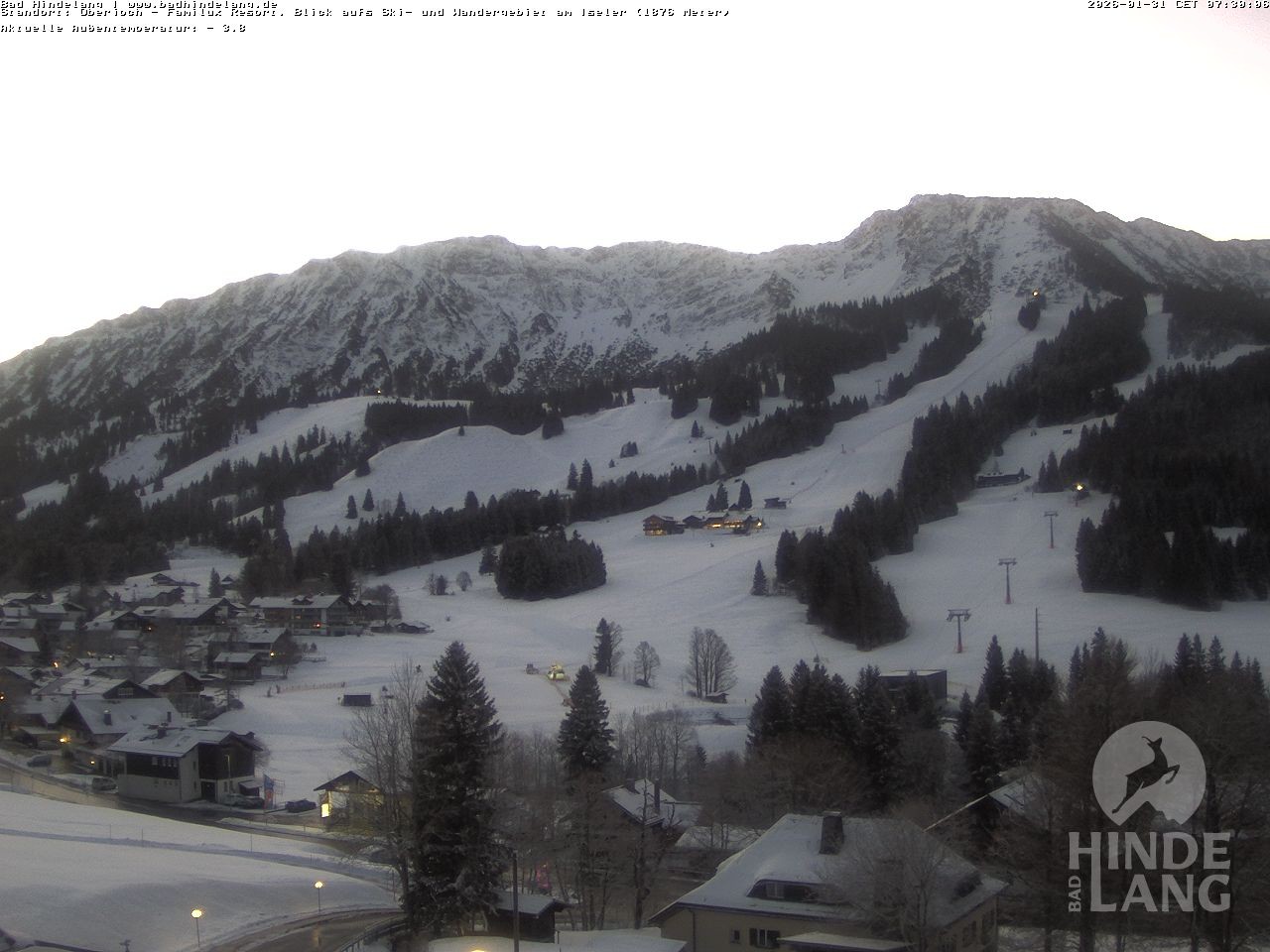 Archiv Foto Webcam Sicht vom Kinderhotel Oberjoch aus auf das Skigebiet gegenüber