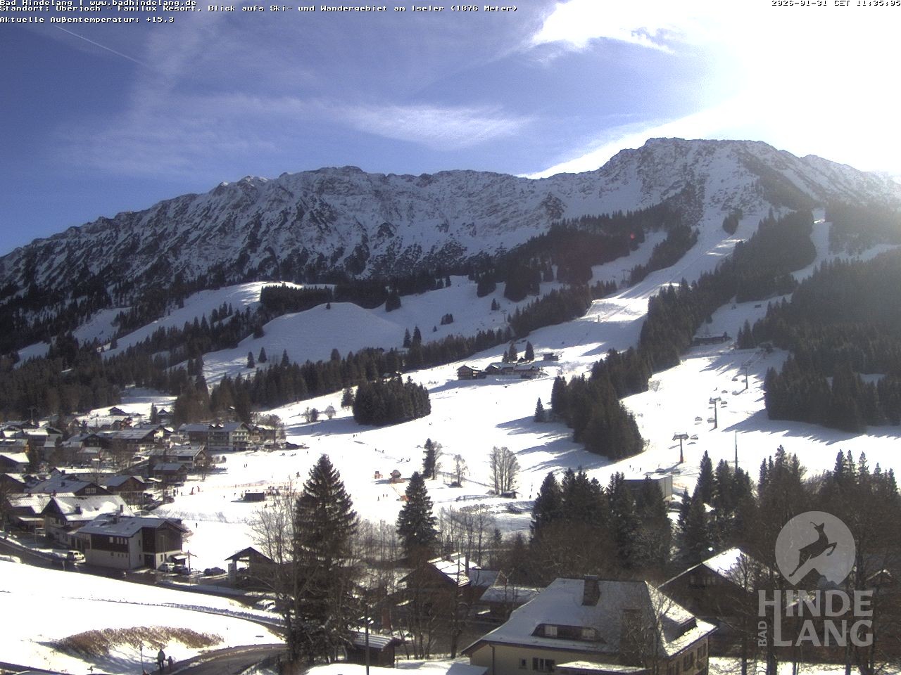 Archiv Foto Webcam Sicht vom Kinderhotel Oberjoch aus auf das Skigebiet gegenüber