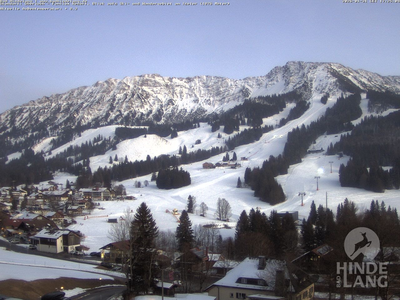 Archiv Foto Webcam Sicht vom Kinderhotel Oberjoch aus auf das Skigebiet gegenüber
