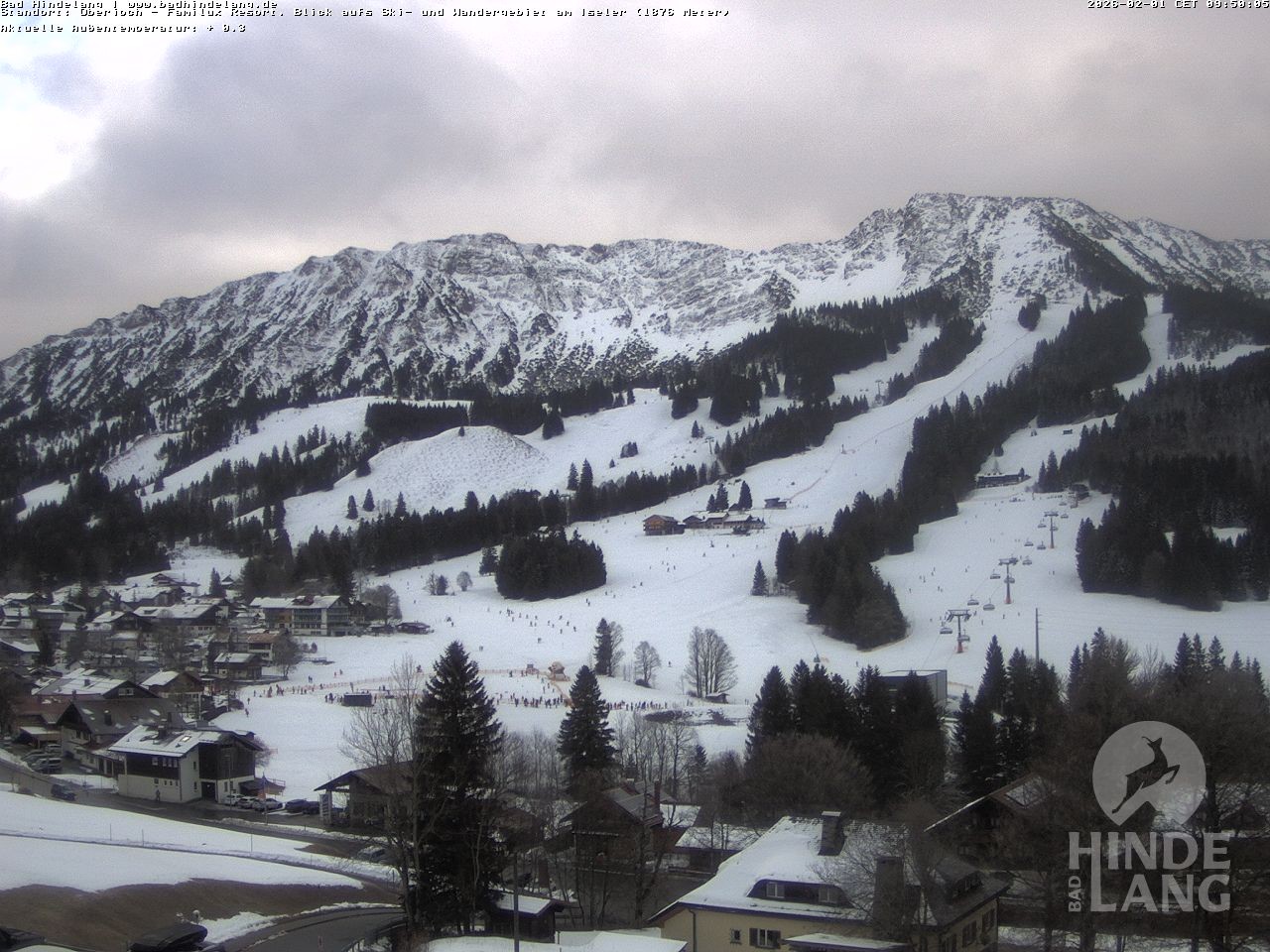 Archiv Foto Webcam Sicht vom Kinderhotel Oberjoch aus auf das Skigebiet gegenüber