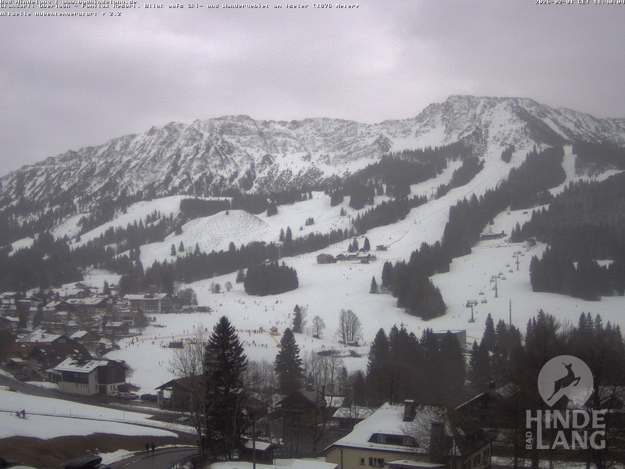 Archiv Foto Webcam Sicht vom Kinderhotel Oberjoch aus auf das Skigebiet gegenüber