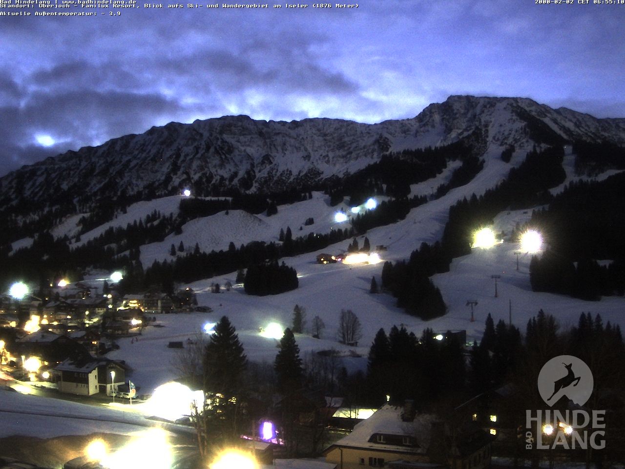 Archiv Foto Webcam Sicht vom Kinderhotel Oberjoch aus auf das Skigebiet gegenüber