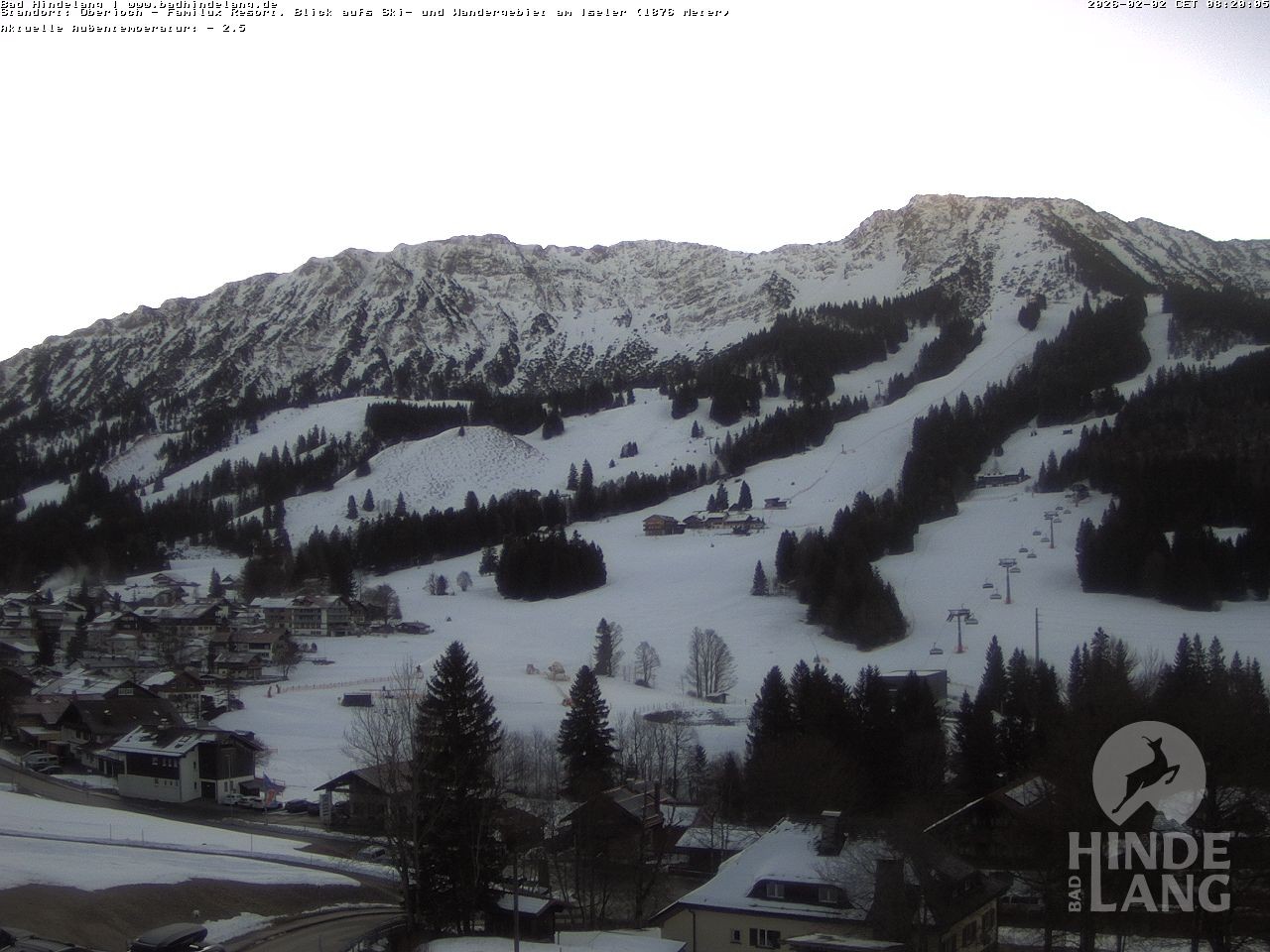 Archiv Foto Webcam Sicht vom Kinderhotel Oberjoch aus auf das Skigebiet gegenüber