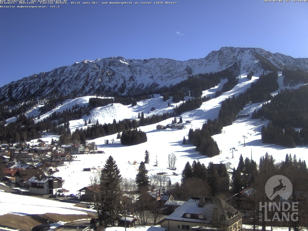 Archiv Foto Webcam Sicht vom Kinderhotel Oberjoch aus auf das Skigebiet gegenüber
