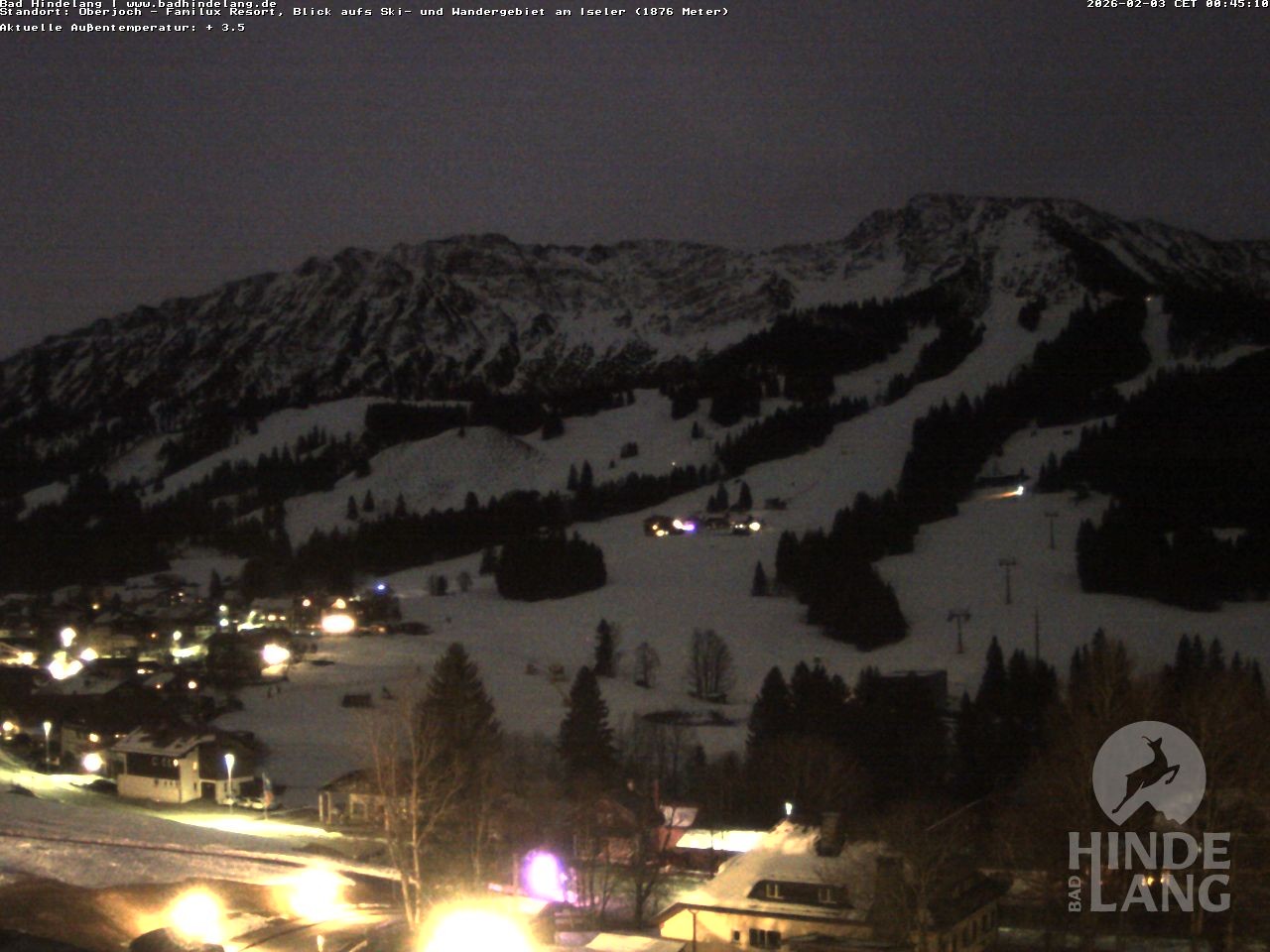 Archiv Foto Webcam Sicht vom Kinderhotel Oberjoch aus auf das Skigebiet gegenüber