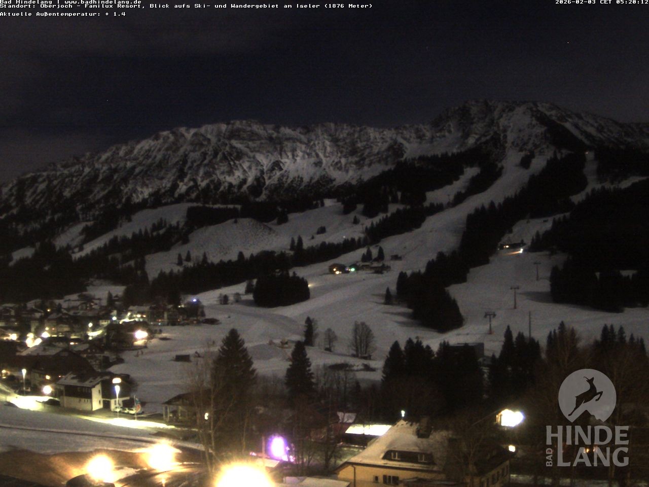 Archiv Foto Webcam Sicht vom Kinderhotel Oberjoch aus auf das Skigebiet gegenüber