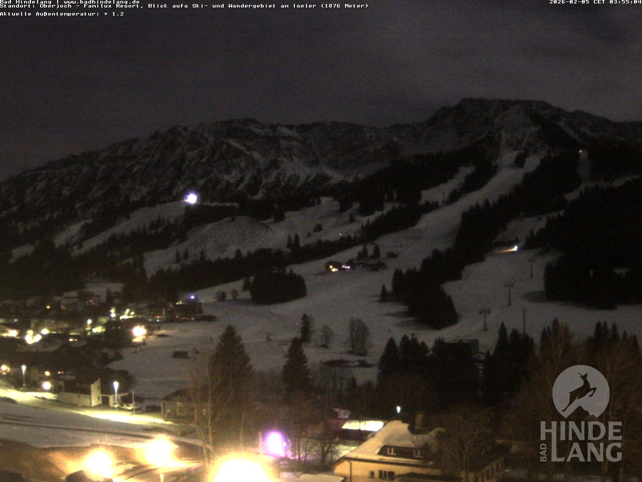 Archiv Foto Webcam Sicht vom Kinderhotel Oberjoch aus auf das Skigebiet gegenüber