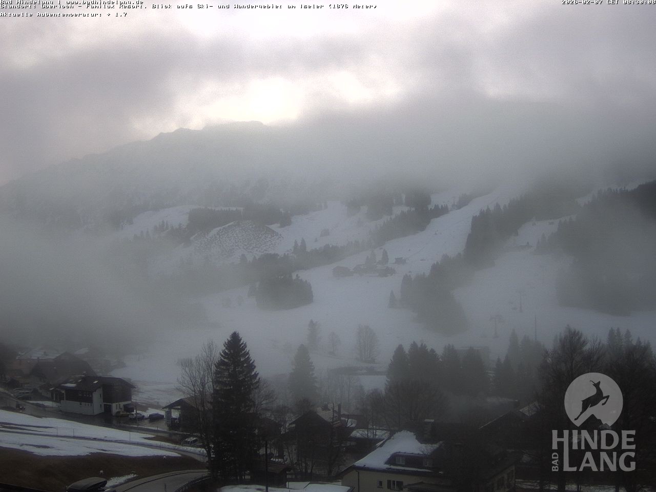 Archiv Foto Webcam Sicht vom Kinderhotel Oberjoch aus auf das Skigebiet gegenüber