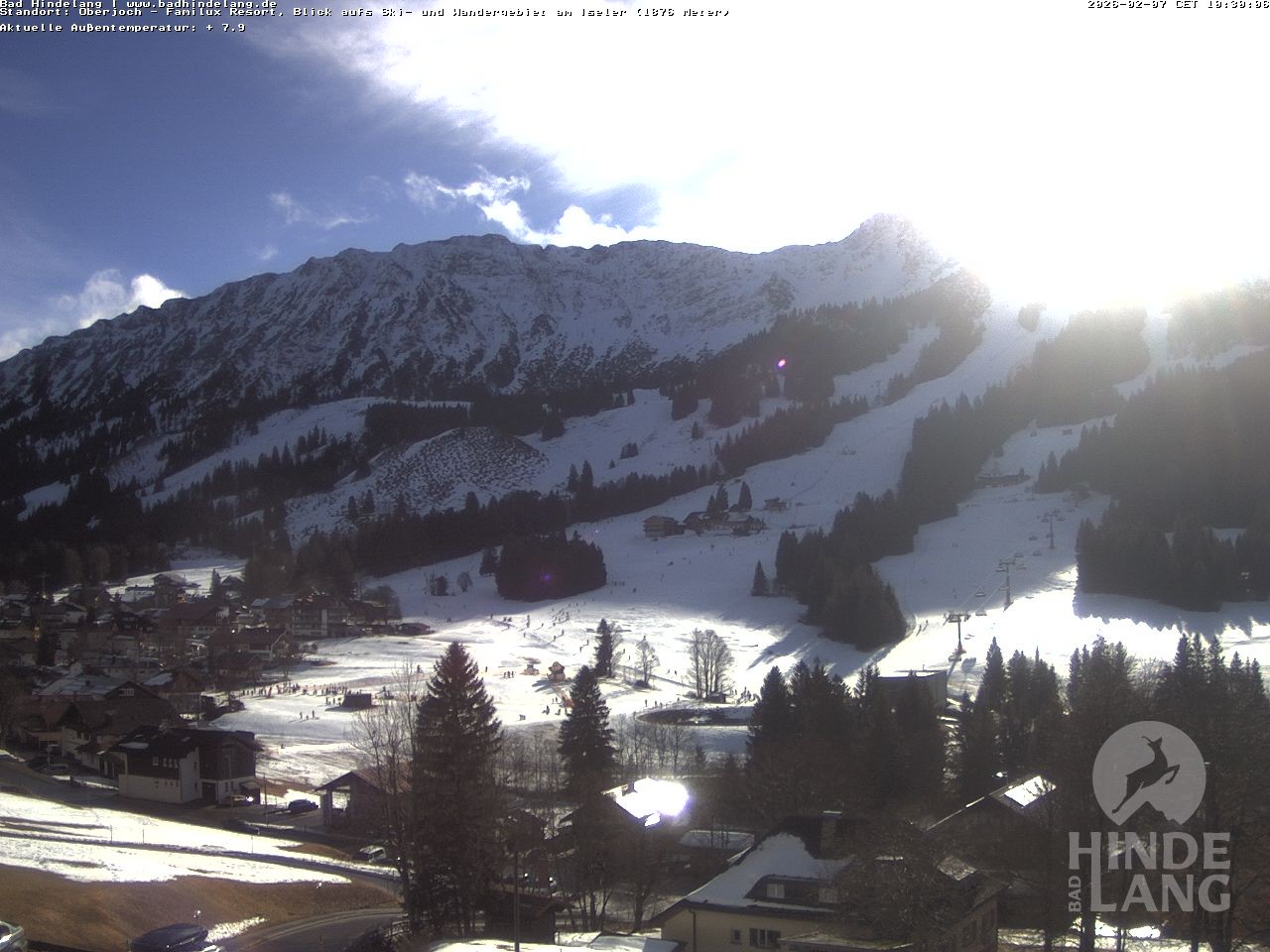 Archiv Foto Webcam Sicht vom Kinderhotel Oberjoch aus auf das Skigebiet gegenüber