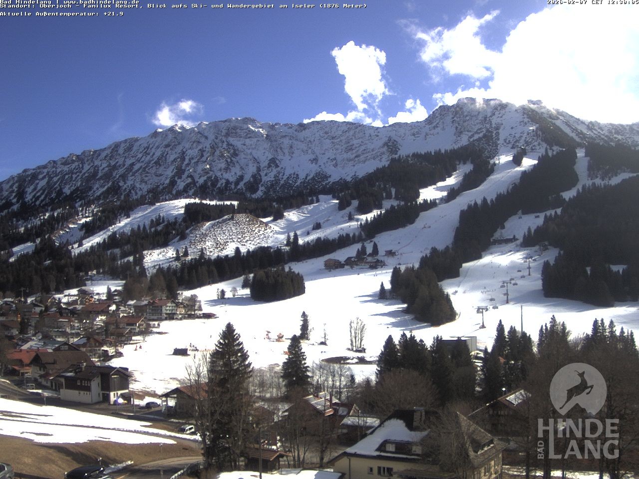 Archiv Foto Webcam Sicht vom Kinderhotel Oberjoch aus auf das Skigebiet gegenüber