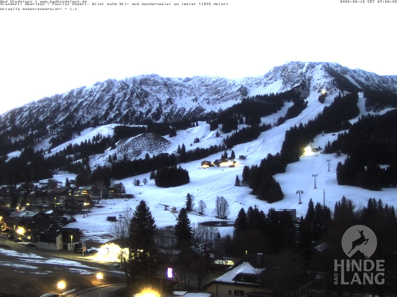 Archiv Foto Webcam Sicht vom Kinderhotel Oberjoch aus auf das Skigebiet gegenüber