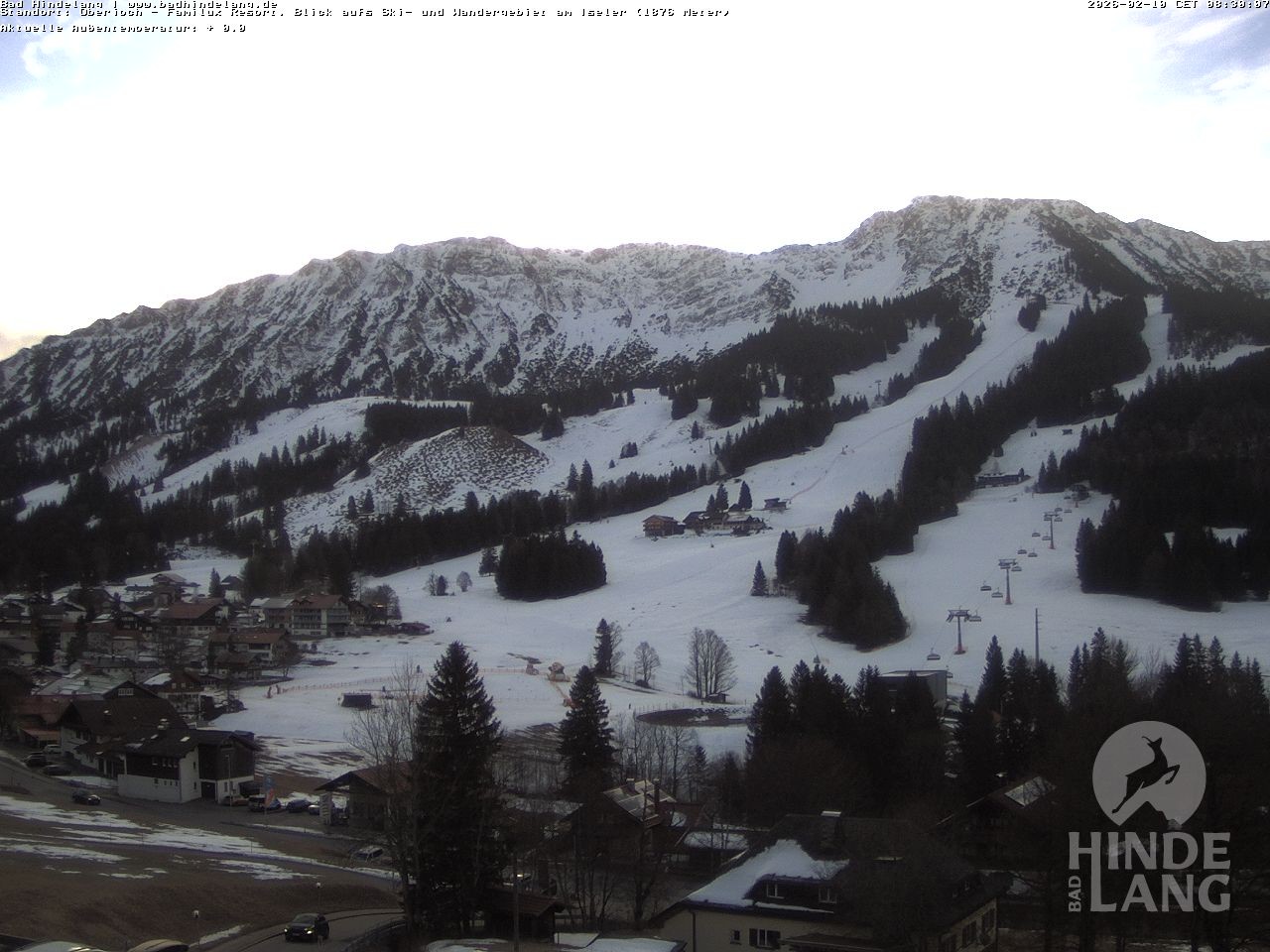 Archiv Foto Webcam Sicht vom Kinderhotel Oberjoch aus auf das Skigebiet gegenüber