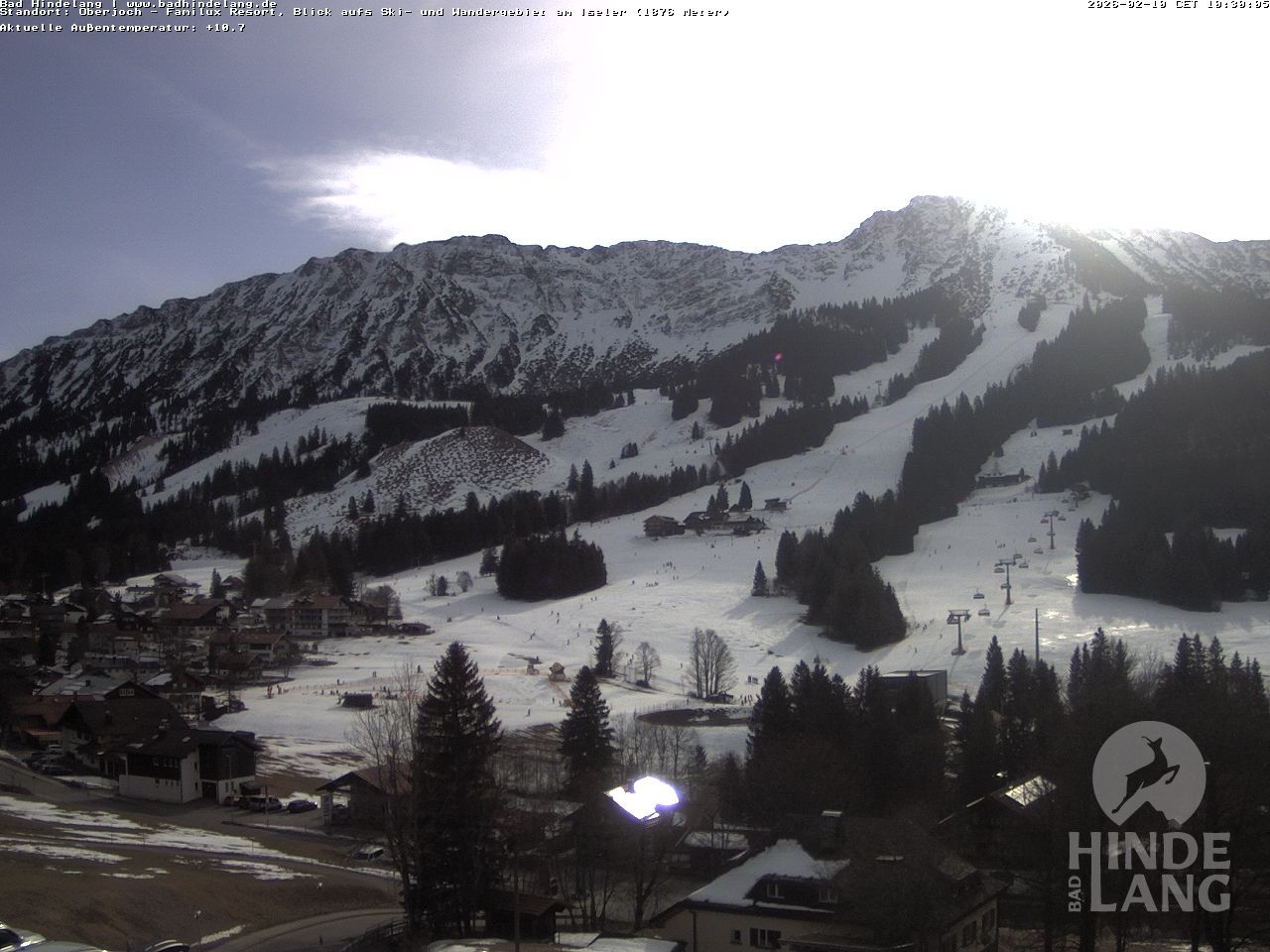 Archiv Foto Webcam Sicht vom Kinderhotel Oberjoch aus auf das Skigebiet gegenüber
