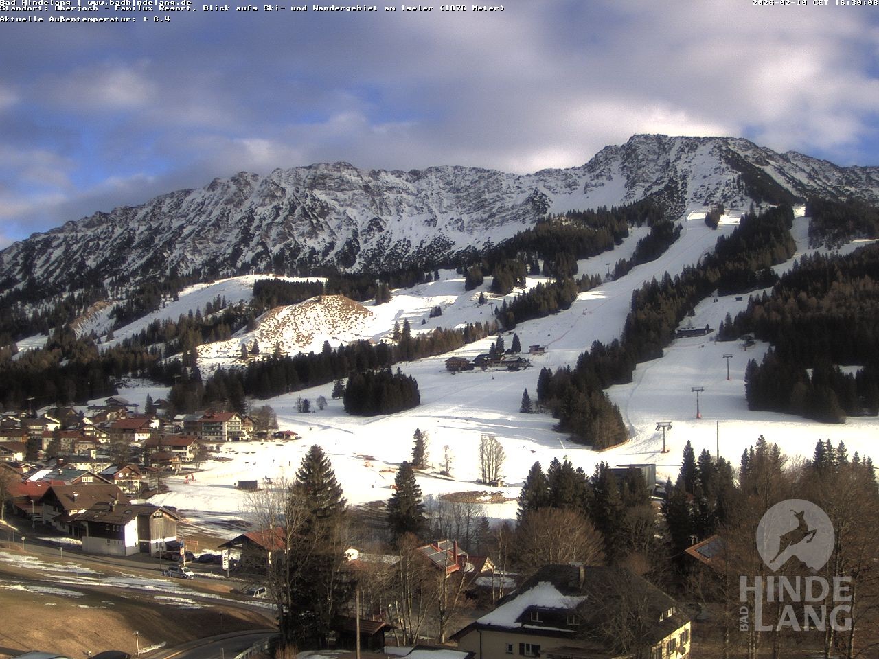 Archiv Foto Webcam Sicht vom Kinderhotel Oberjoch aus auf das Skigebiet gegenüber