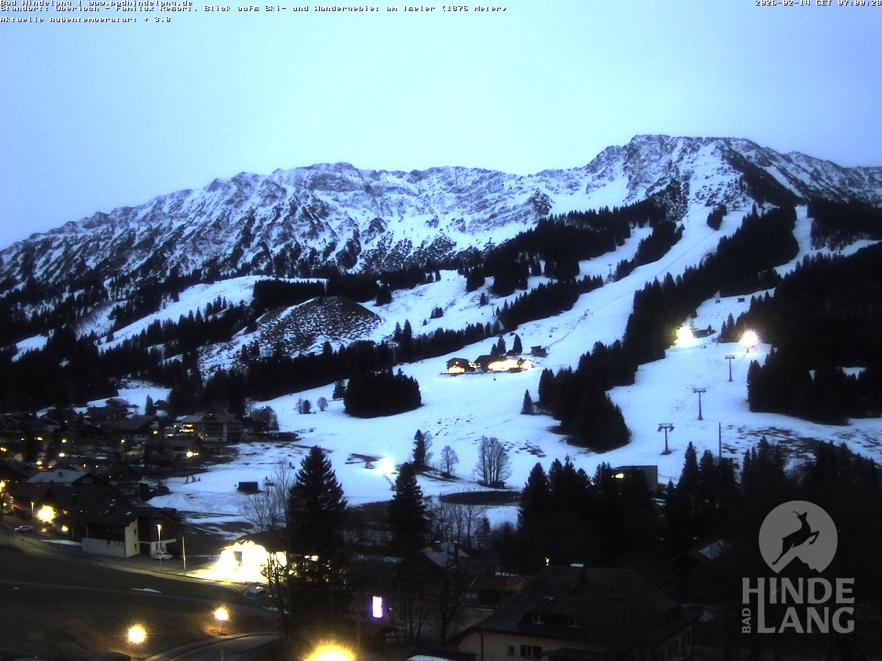 Archiv Foto Webcam Sicht vom Kinderhotel Oberjoch aus auf das Skigebiet gegenüber