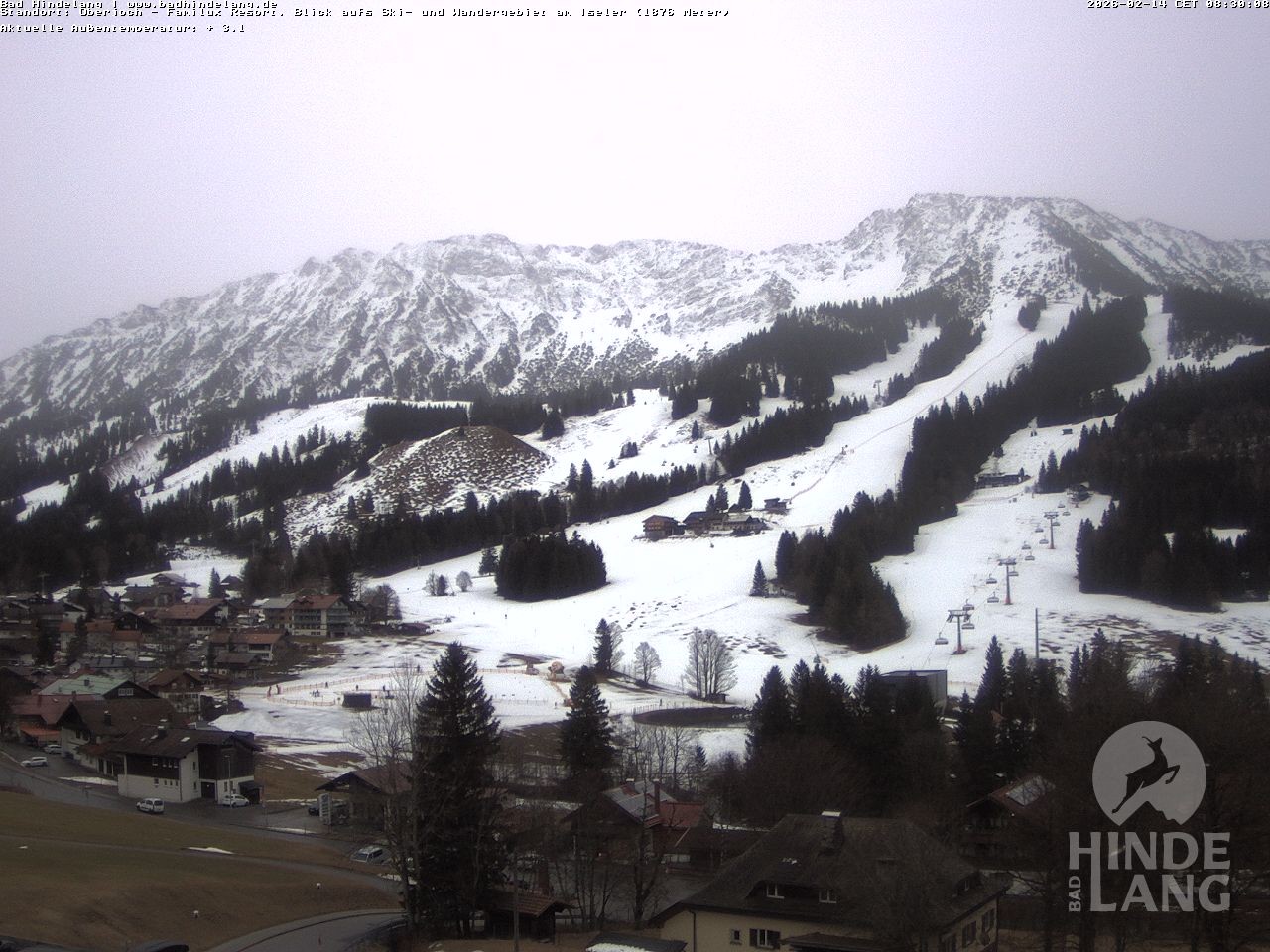Archiv Foto Webcam Sicht vom Kinderhotel Oberjoch aus auf das Skigebiet gegenüber