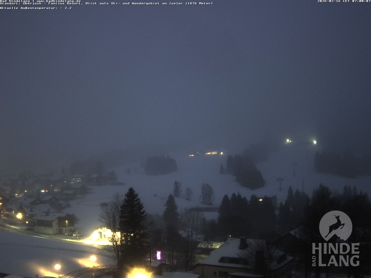 Archiv Foto Webcam Sicht vom Kinderhotel Oberjoch aus auf das Skigebiet gegenüber