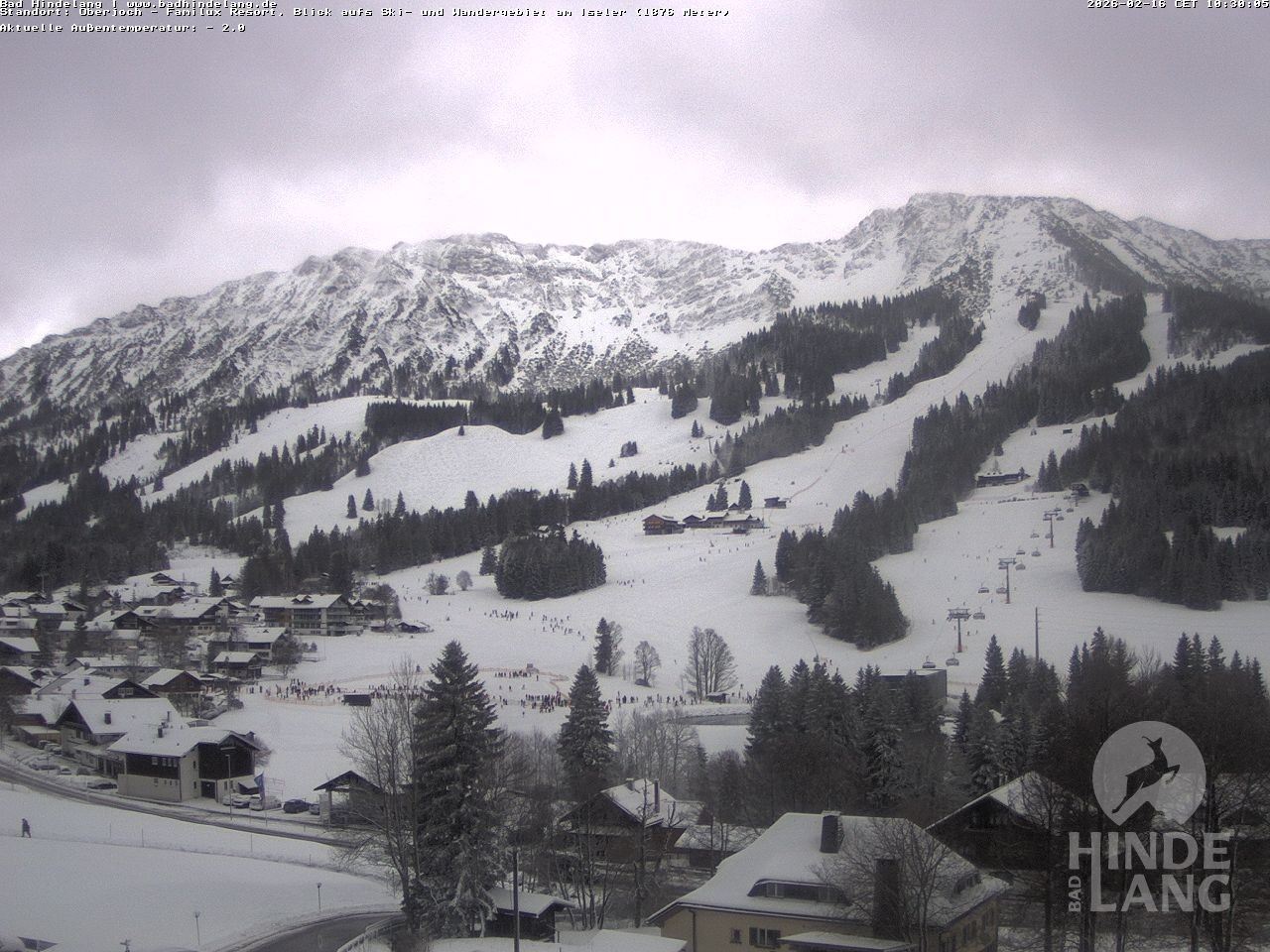 Archiv Foto Webcam Sicht vom Kinderhotel Oberjoch aus auf das Skigebiet gegenüber