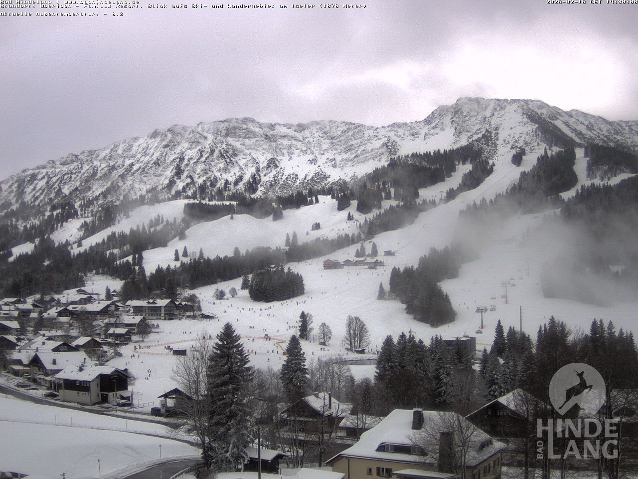 Archiv Foto Webcam Sicht vom Kinderhotel Oberjoch aus auf das Skigebiet gegenüber