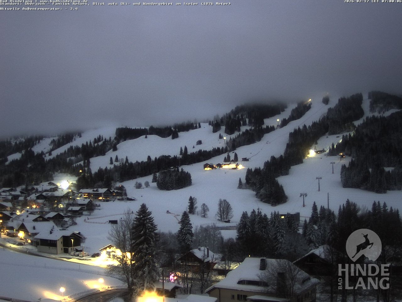 Archiv Foto Webcam Sicht vom Kinderhotel Oberjoch aus auf das Skigebiet gegenüber