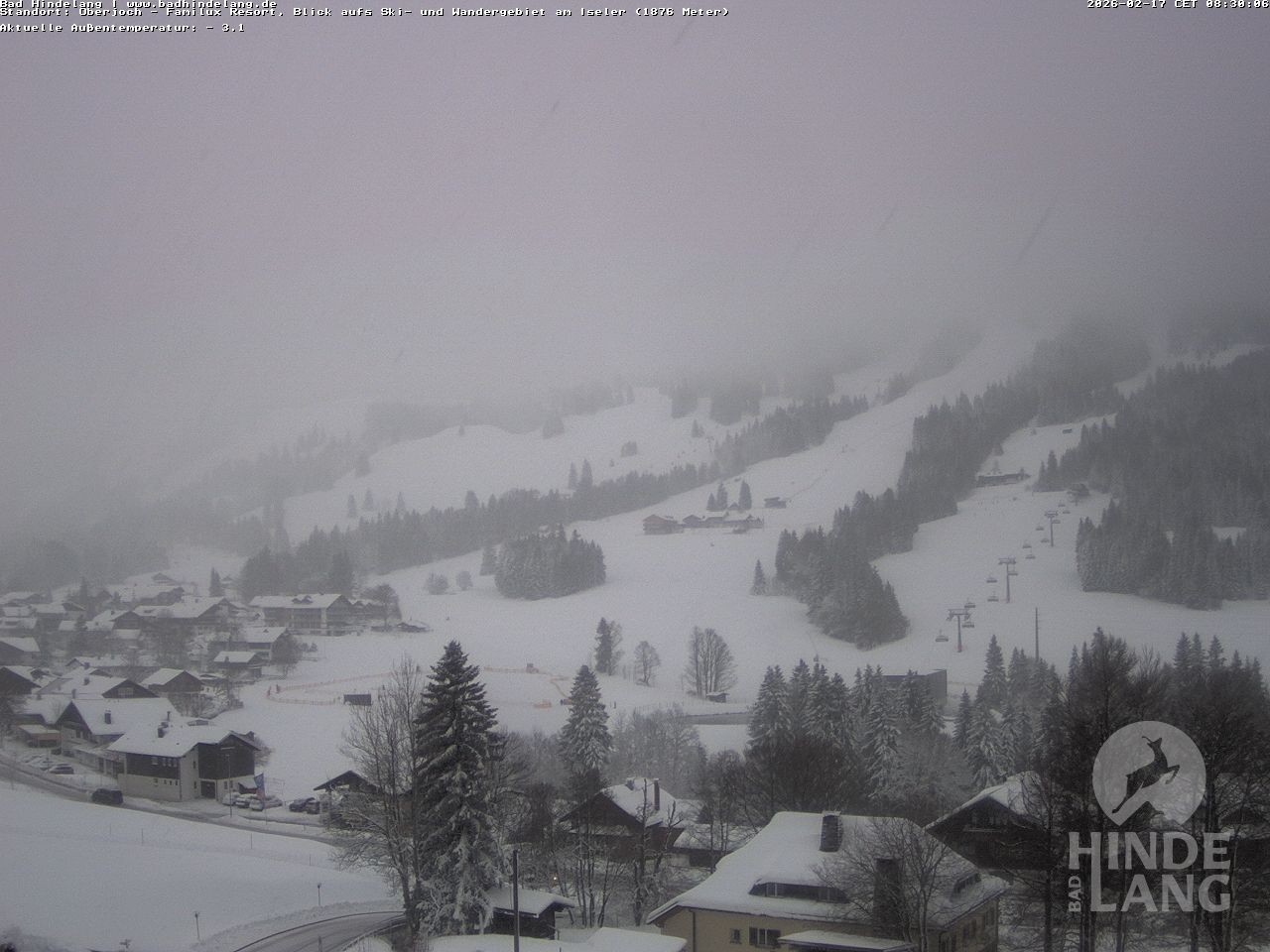 Archiv Foto Webcam Sicht vom Kinderhotel Oberjoch aus auf das Skigebiet gegenüber