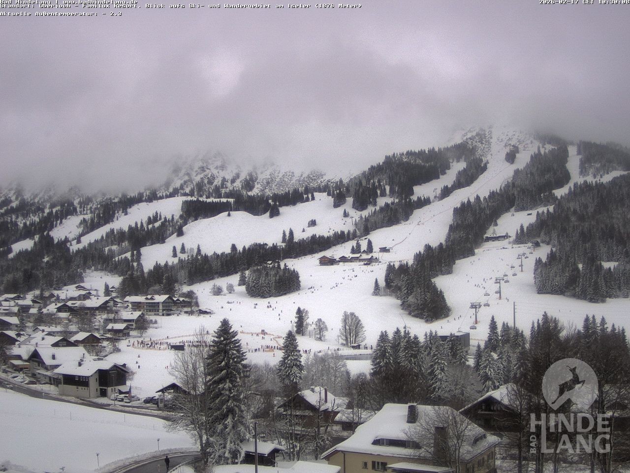 Archiv Foto Webcam Sicht vom Kinderhotel Oberjoch aus auf das Skigebiet gegenüber