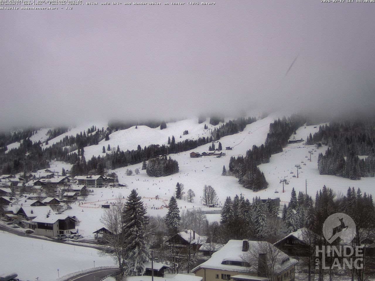 Archiv Foto Webcam Sicht vom Kinderhotel Oberjoch aus auf das Skigebiet gegenüber