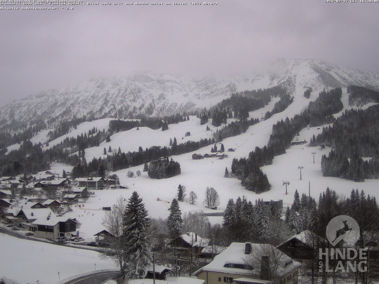 Archiv Foto Webcam Sicht vom Kinderhotel Oberjoch aus auf das Skigebiet gegenüber