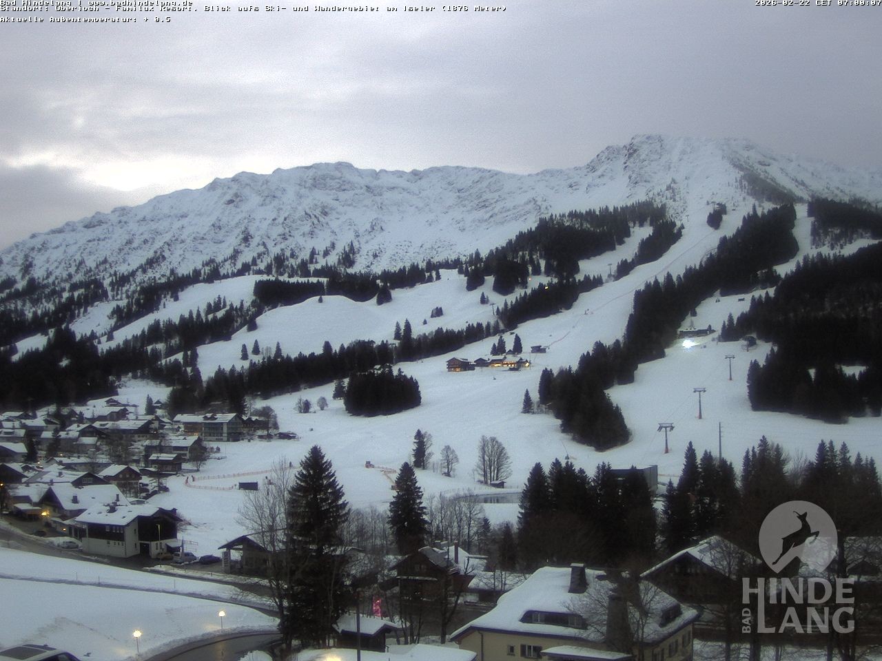 Archiv Foto Webcam Sicht vom Kinderhotel Oberjoch aus auf das Skigebiet gegenüber