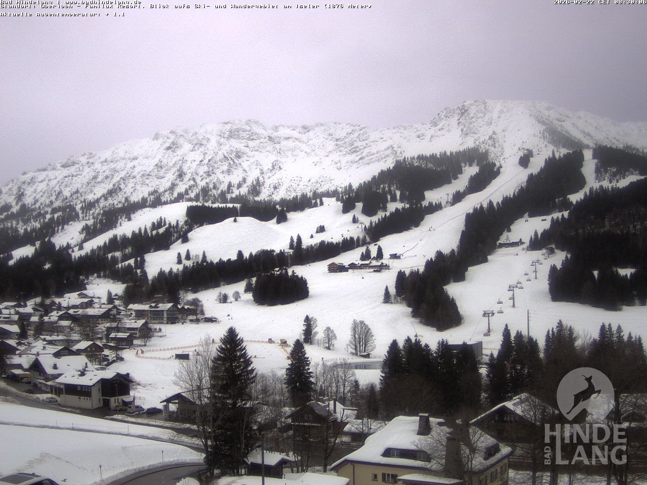 Archiv Foto Webcam Sicht vom Kinderhotel Oberjoch aus auf das Skigebiet gegenüber